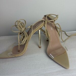 Lemonade Clear & Gold Heels 8-New